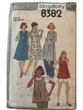Simplicity Maternity Dress Top & Pants Pattern 8382 Size 14 Vintage 1970s